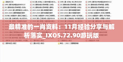 最精准的一肖资料：11月经验分享与解析落实_IXO5.72.90游玩版