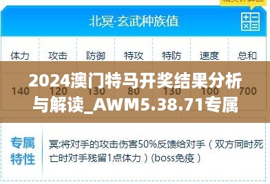 2024澳门特马开奖结果分析与解读_AWM5.38.71专属版