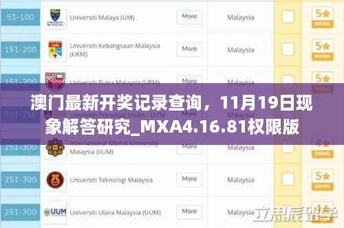 澳门最新开奖记录查询，11月19日现象解答研究_MXA4.16.81权限版