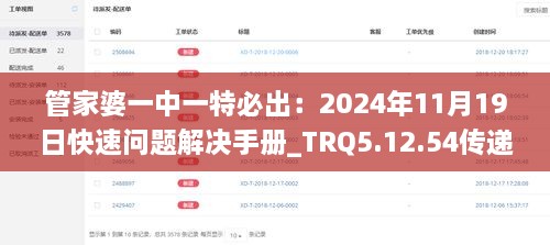 管家婆一中一特必出：2024年11月19日快速问题解决手册_TRQ5.12.54传递版