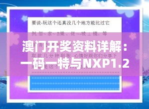 澳门开奖资料详解：一码一特与NXP1.26.66神话版的重要解读