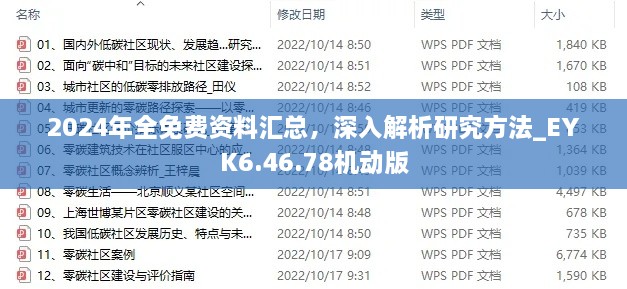 2024年全免费资料汇总，深入解析研究方法_EYK6.46.78机动版