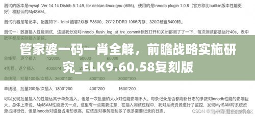 管家婆一码一肖全解，前瞻战略实施研究_ELK9.60.58复刻版