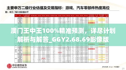 澳门王中王100%精准预测，详尽计划解析与解答_GGY2.68.69影像版