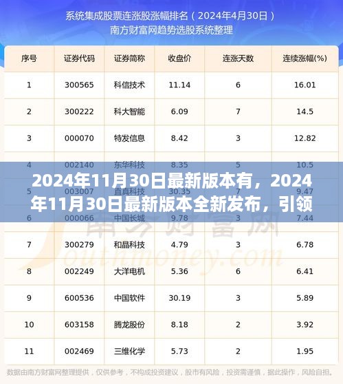 引领科技与生活的革新力量，最新发布版本重磅来袭，2024年11月30日