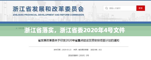 浙江省落实，浙江省委2020年4号文件 