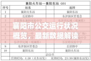 襄阳市公交运行状况概览，最新数据解读表