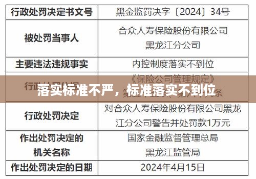 落实标准不严，标准落实不到位 