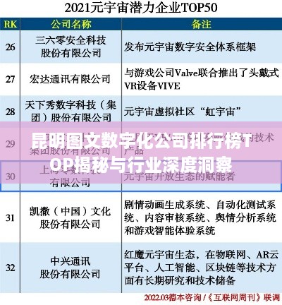 昆明图文数字化公司排行榜TOP揭秘与行业深度洞察