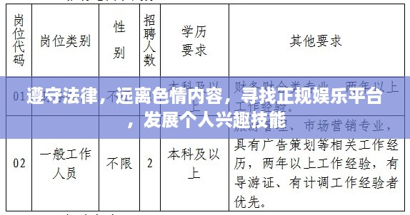 遵守法律，远离色情内容，寻找正规娱乐平台，发展个人兴趣技能