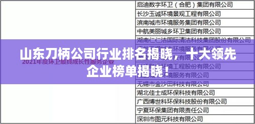 山东刀柄公司行业排名揭晓，十大领先企业榜单揭晓！