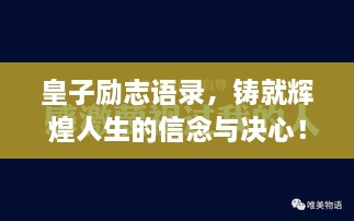 皇子励志语录，铸就辉煌人生的信念与决心！