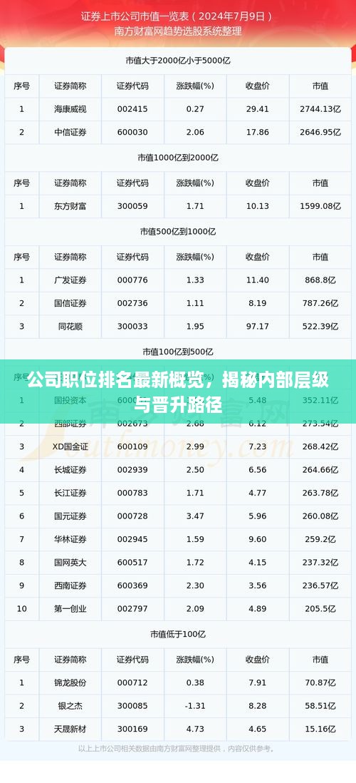 公司职位排名最新概览，揭秘内部层级与晋升路径